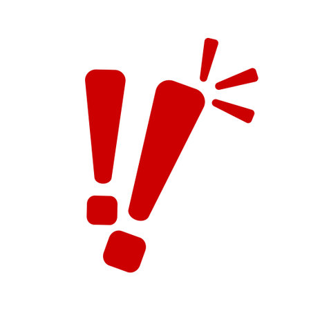 Exclamation mark. Red vector warn sign. Caution or attention icon. Exclamation danger sign.