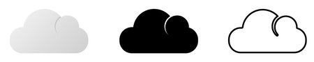 Cloud icon. Grey gradient black solid silhouette and line cloud icon vectorのイラスト素材