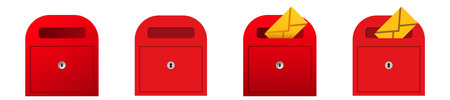 Mailbox red mail box. Shipping postal envelope vectorのイラスト素材