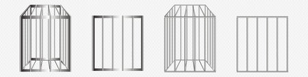 Steel cage 3d vector realistic illustration. Prison grate bar. Iron jailのイラスト素材