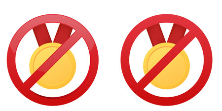 medal ban prohibit icon. Not allowed award . Forbidden doping controlのイラスト素材