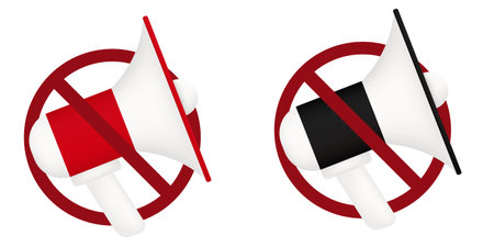 fake news ban prohibit icon. Not allowed protest. Forbidden loud announceのイラスト素材