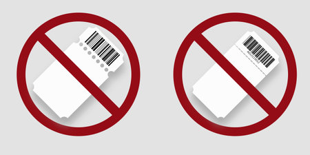 ban no ticket needed prohibit icon. Not allowed ticket . Forbiddenのイラスト素材
