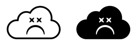 Sad cloud face icon. Bad internet connection vector symbolのイラスト素材