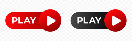 Red play button banner . Simple play button icon.のイラスト素材