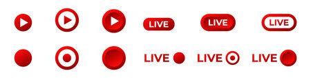 Online red video broadcast icon. Live stream logo.のイラスト素材