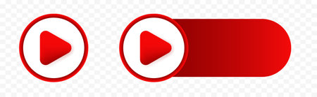 Red play button banner . Simple play button icon.のイラスト素材