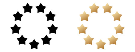 Star circle frame. Cartoon gold star round border designのイラスト素材