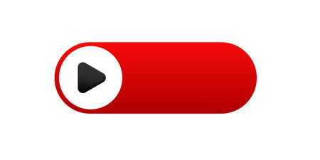 Play button banner icon. Red play button symbol.のイラスト素材