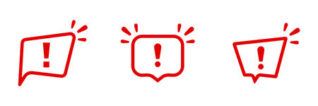 Three red alert icons in speech bubble shapes with exclamation marks, symbolizing urgency.