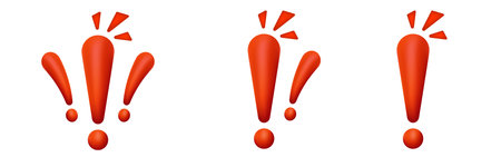 Three bright red exclamation marks, each separated by a space, conveying urgency and emphasis.
