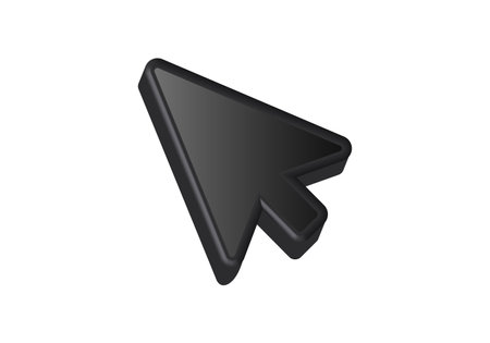Sleek black computer mouse cursor icon pointing to the right. perfect for tech designs.のイラスト素材