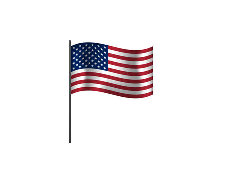 Iconic us flag waving, featuring stars and stripes, symbolizing freedom and unity.のイラスト素材