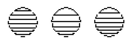 Three pixelated ovals featuring stripes, each with distinct styles and designs.のイラスト素材