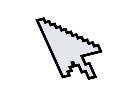 A classic pixel-style arrow cursor pointing to the right, symbolizing digital navigation.のイラスト素材