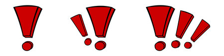 Image featuring three eye-catching red exclamation marks, each increasing in size, lined up...