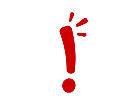 Bold red exclamation mark symbol, highlighting urgency and importance in communication.