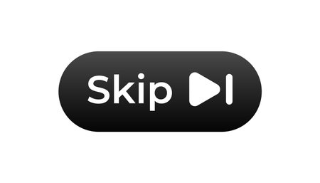a skip button with a right arrow symbol inside a rounded shape, commonly used for media controls.