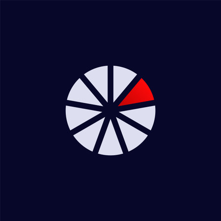 A circular chart with grey and red segments creates a visual focus on the highlighted section.