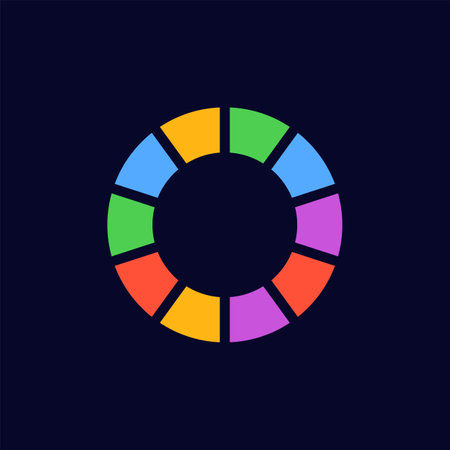 A vibrant circular wheel design features six colorful segments, each with a different bright color.
