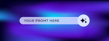 Light purple bar with text prompt space and sparkle icon for adding a custom message or command.のイラスト素材