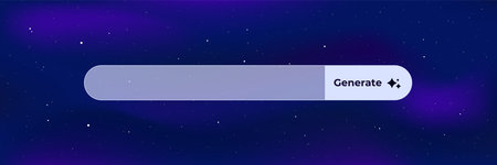 A rectangular search bar featuring a circular button icon for user input on a night sky theme.