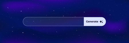 Modern search bar design featuring a generate button, surrounded by a simple starry theme for a...