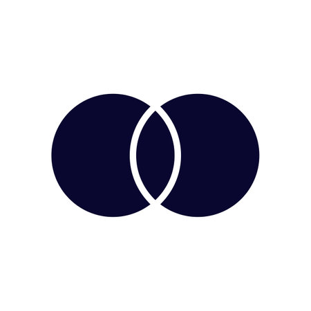 A black and white circular shape featuring a smaller white circle located right in the center, all set against a pure white backgroundのイラスト素材