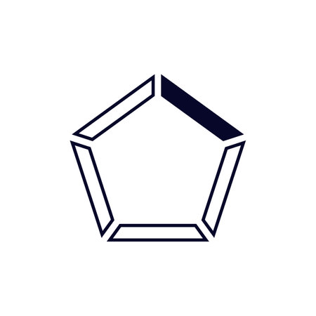 Simple pentagon design with one open edge, depicted in bold black line art with clean angles.