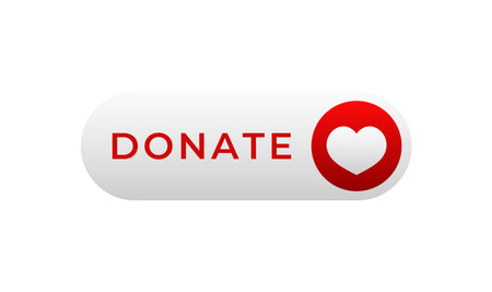 red donate button featuring a white heart icon symbolizing support, generosity, and charitable acts.