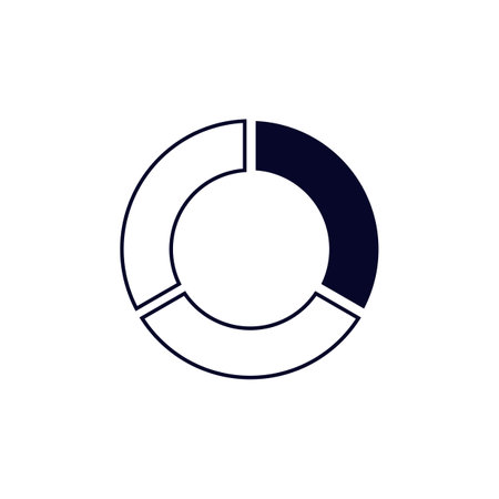 A simple circular graph with contrasting dark and light segments, perfect for data representation.のイラスト素材