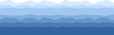 Abstract wavy blue layers creating a serene ocean-like horizon landscape.