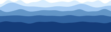 Abstract blue waves pattern in gradient shades with flowing curves.