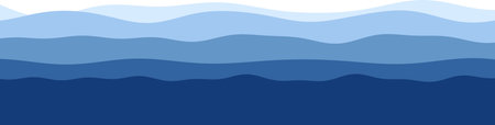 Abstract wavy blue layers in gradient shades with flowing curves.