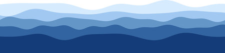 Abstract blue ocean waves in gradient layers with minimalist design.のイラスト素材