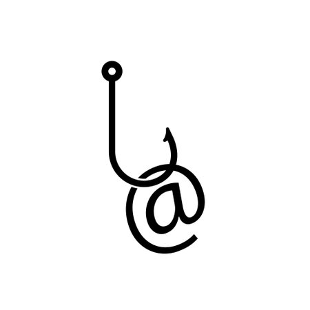 A black hook shaped like a musical note, showcasing a clever typography design with a loop.のイラスト素材