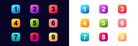 Colorful numbered icons designed as bullet points or list markers for infographics and steps.のイラスト素材