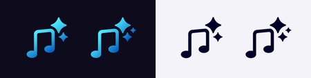 Ai artificial intelligence icon featuring music note with bright sparkles. represents musical creativity.のイラスト素材