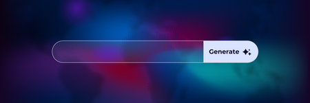 Ai interface showcasing a digital progress bar and generate button in a modern, futuristic style.のイラスト素材