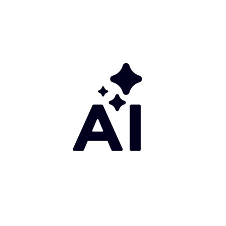 Ai logo features sparkling stars, symbolizing technological innovation and artificial intelligence power.のイラスト素材