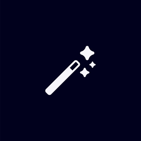 Ai focused interface icon showing a magic wand tool with a sparkle element for editing actions.のイラスト素材