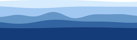 Abstract blue wave layers in various shades forming a serene landscape.のイラスト素材