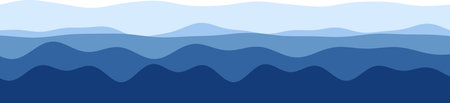 Abstract blue wave pattern with overlapping layers in gradient shades.のイラスト素材
