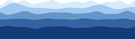 Abstract blue waves pattern in gradient shades with flowing curves.のイラスト素材