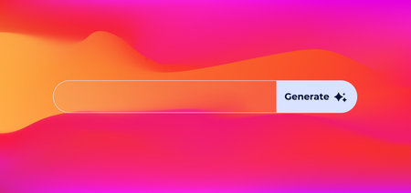 Ai interface featuring a search bar and a vibrant button labeled generate in a vivid gradient...