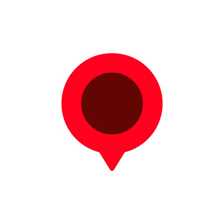 Red location marker icon with a dark center, commonly used in apps and maps for navigation.のイラスト素材