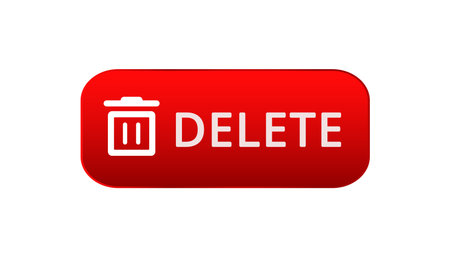 Red button with a trash bin icon. represents a delete or remove function for digital actions.のイラスト素材