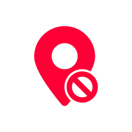 Red location pin icon with a magnifying glass symbolizing search. simple and clear digital design.のイラスト素材