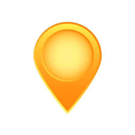 Yellow location marker with a circular center. design features a glossy appearance and shiny effect.のイラスト素材