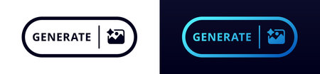 Two generate button designs side by side, with contrasting colors and simple icon included.のイラスト素材